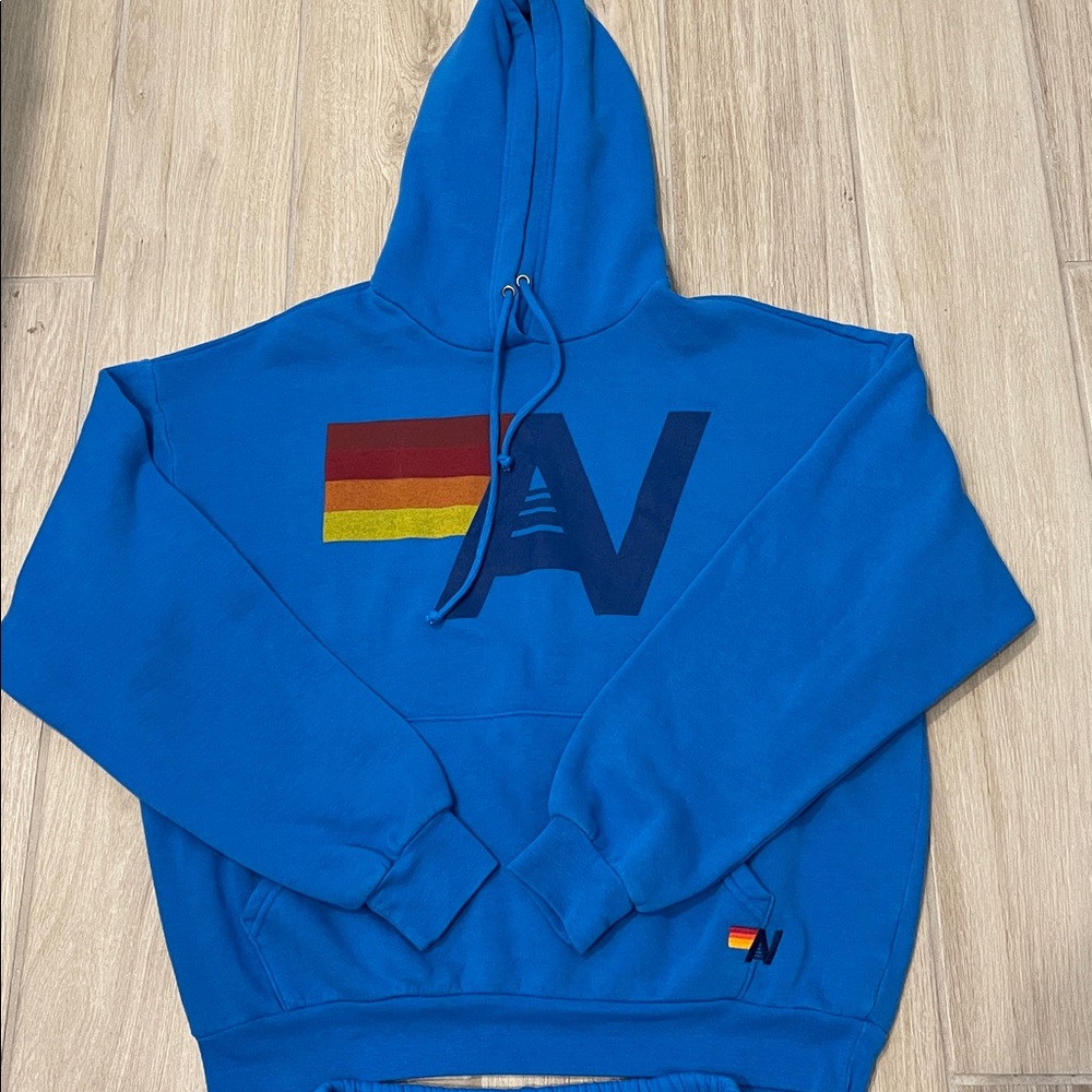 NEW Aviator Nation 2Pc Set Logo Hoodie + AV Sweatpants Adventure Cobalt Blue XS - Picture 5 of 12
